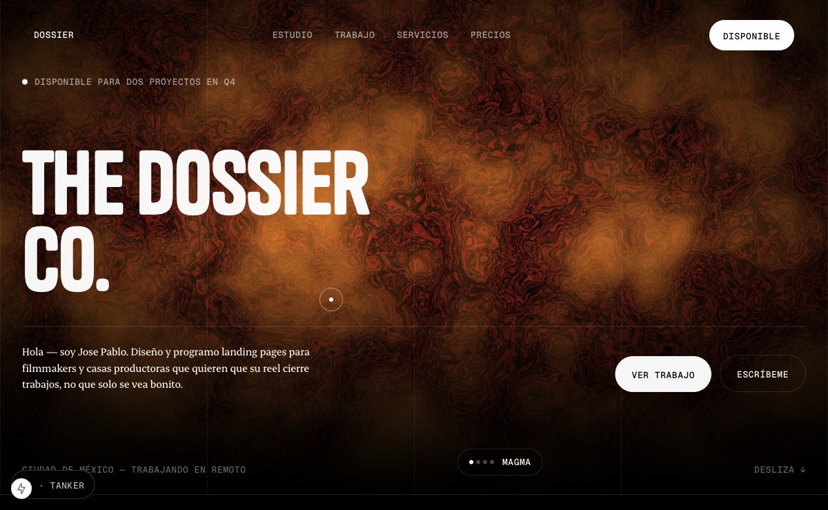 Hero del sitio de The Dossier Co.